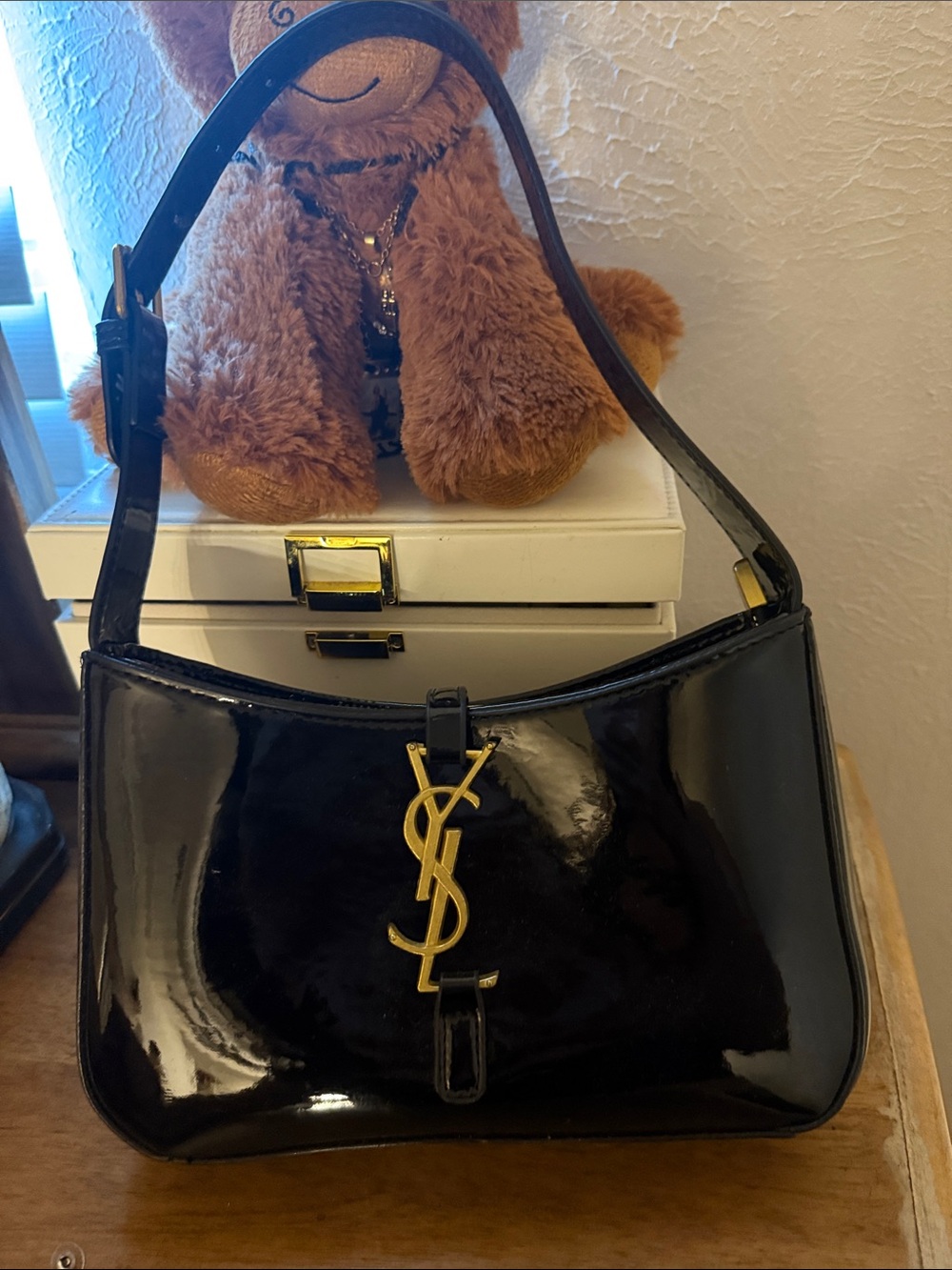 Unknown brand Black Patent Monogram Shoulder Bag